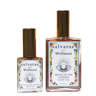 Two bottles of Salvarae Wellness oils on a white background