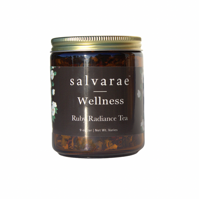 Salvarae Wellness tea jar on a white background