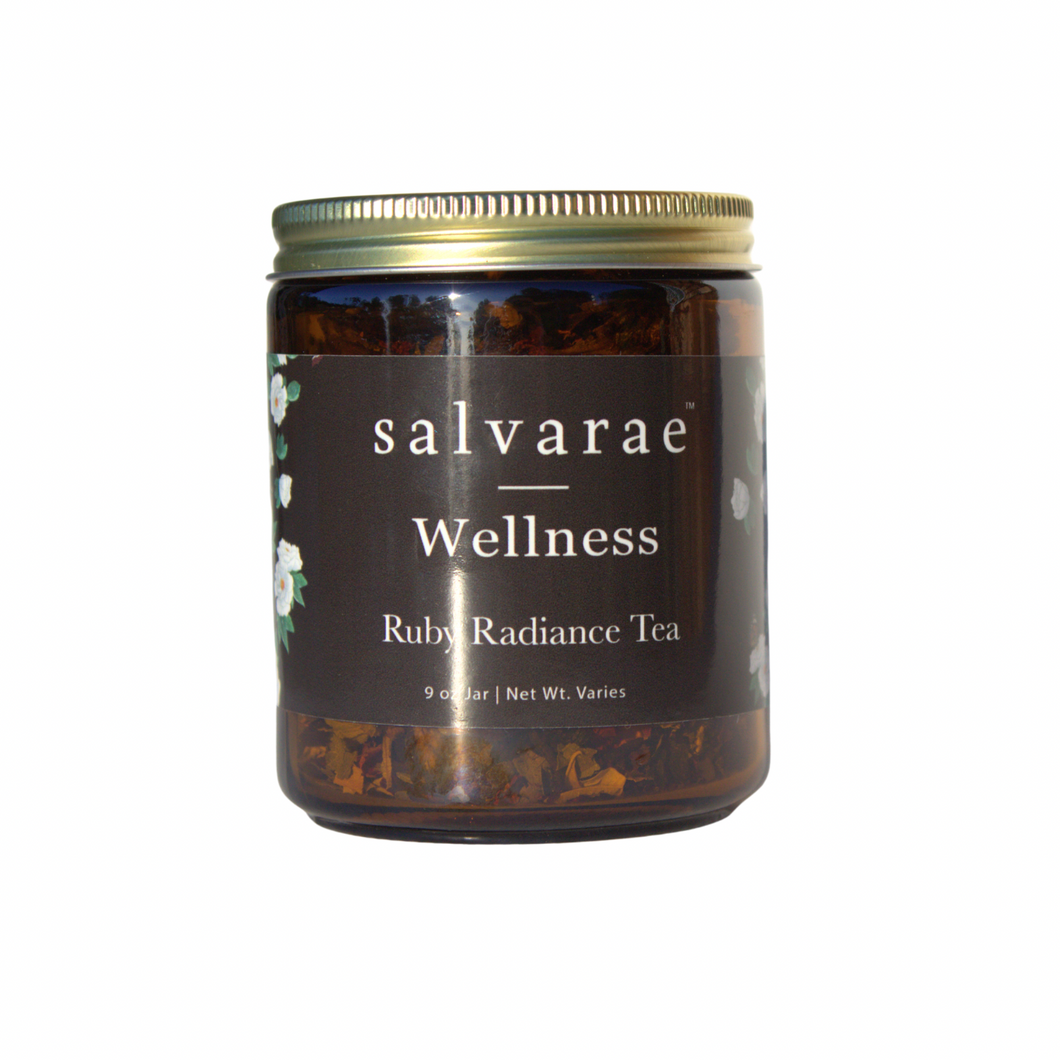 Salvarae Wellness tea jar on a white background